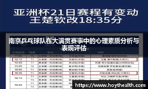 南京乒乓球队在大满贯赛事中的心理素质分析与表现评估